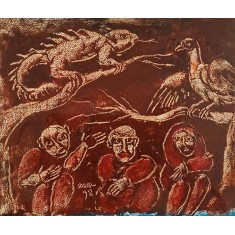 Tassaduq Sohail, 5.4 x 6.4 Inch, Oil on Paper, Figurative Painting, AC-TS-037